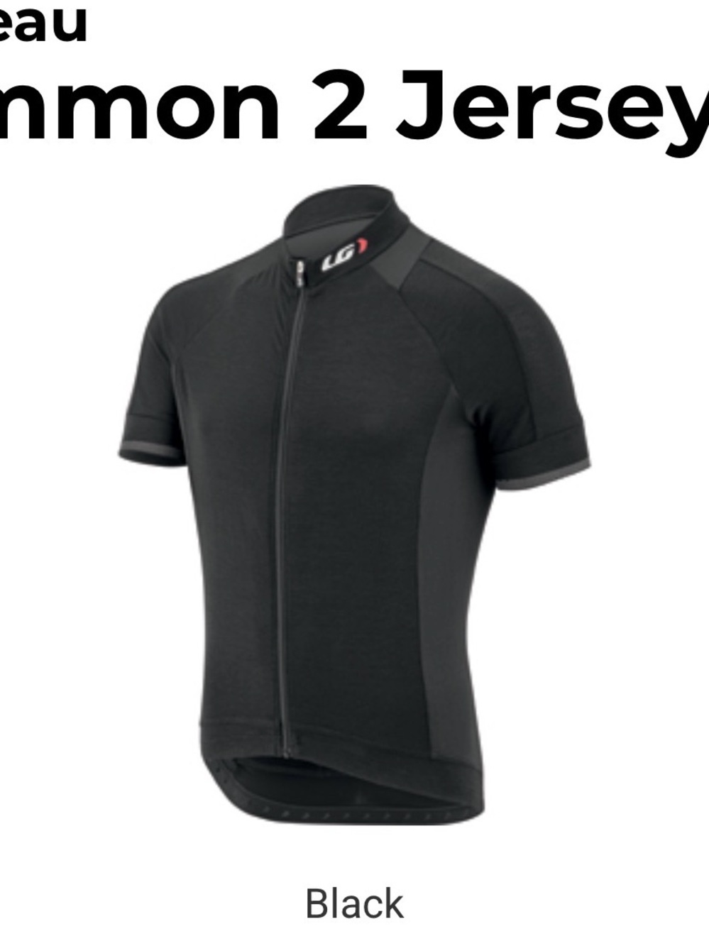 Louis Garneau Black Performance Cycling Jersey with White Logo